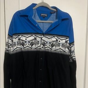 Panhandle Men's Western Shirt Jacket - Blue and Black